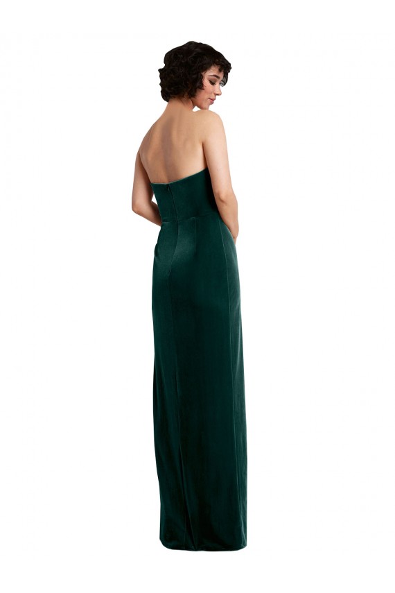 Outlet Scooped Strapless Long Velvet Prom Dress with Daring Side Slit