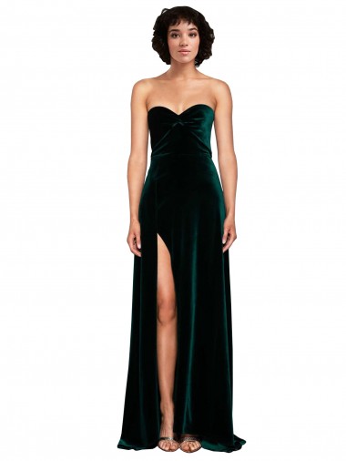 Outlet Sweetheart Fluid Velvet Prom Dress with High Split